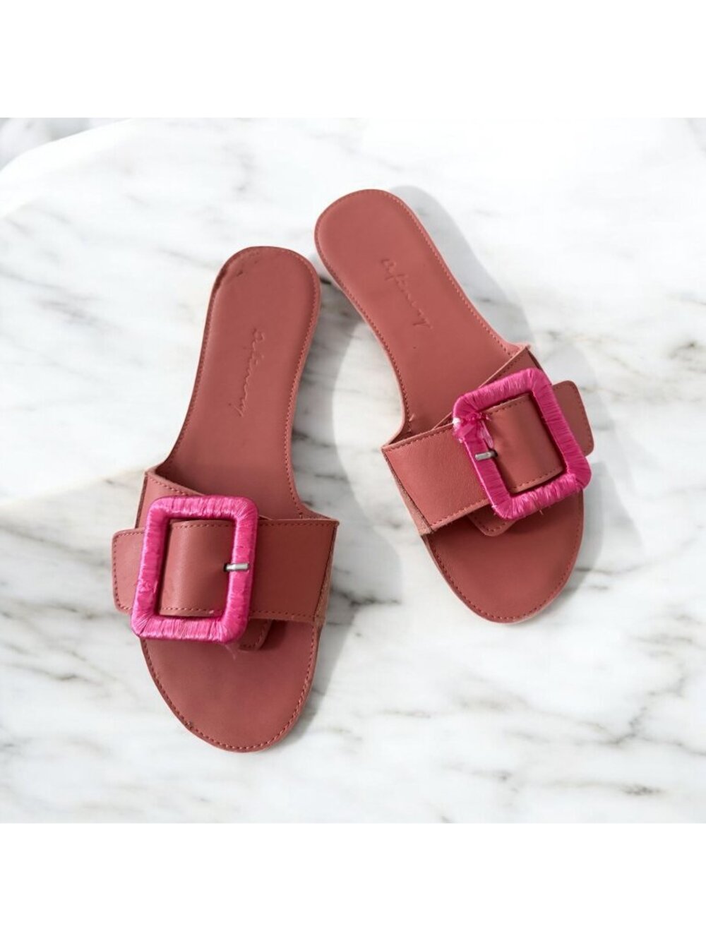 DEFINERY Pink Leather Slide Sandals Size 39 / US 9